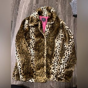 Furry Faux Leopard Coat